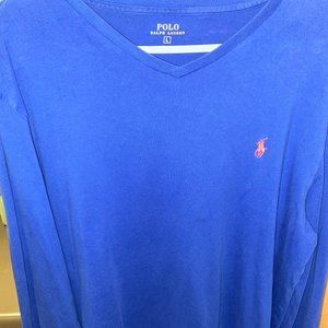Polo by Ralph Lauren V Neck Long Sleeve Men's Shirt Size L